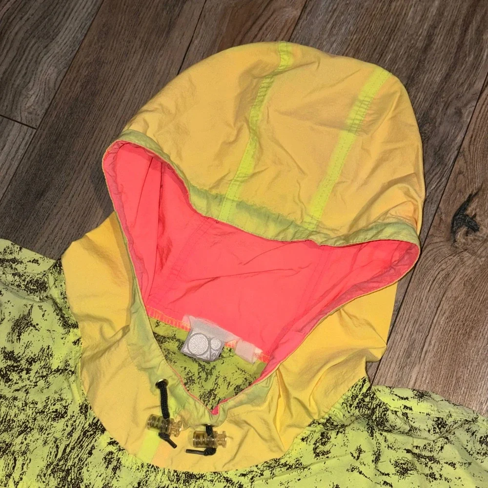 Vintage Ocean Pacific OP Neon Yellow Orange Windbreaker Anorak Pullover Mens L